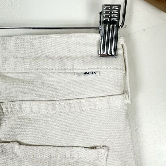 MOTHER THE MID RISE DAZZLER CROP FRAY Cream Puffs Size 27 - Picture 10 of 15